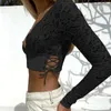 Женские футболки T 2023 Deep V Sece Lace Bodyysuit Ins Sexy Sexy Open Back Foot Out Футболка стройное нижнее рукав нижнее белье