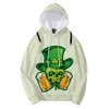 Heren Hoodies Men Vrouwen St Patrick Day kostuum 3xl 4xl Persoonlijkheid Off Shoulder Zipper 3d Sweatshirt Ireland St.Patrick's Kleding