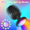 Anal Toys LED Light Plug Vibrator Butt Plugs Stimulator Masturbator Remote Control Prostate Massager Sex Toy For Men Gay Unisex 230821