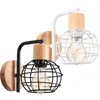 Wall Lamp Industrial Retro Wood Round Iron Cage Vintage Indoor Lighting Fixture For Bedroom Stair Aisle Corridor Porch Sconces