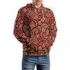 Męskie bluzy z kapturem Red Paisley Casual Long-Sleeve Vintage Print Y2K Hoodie Autumn Classic Design Oversiase Tops