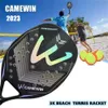 スカッシュラケット1PCビーチテニスラケット3Kフルカーボンファイバーラフな表面カバーバッグ