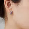 Hoop Earrings Charm Purple Rectangle Stone For Women Silver Gold Color White Zircon Snowflake Earring Small Ear Buckle Jewelry