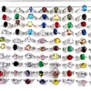 Wholesale 100pcs Rings For Women Golden Plated Multicolor Zircon Stone Fashion Jewelry Accessories Party Gift With A Display Box