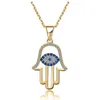 Chains Zircon Inlaid Arabic Soy Hamsa Hand Pendant Necklace Women Men Amulet Stainless Steel Gold Color Of Fatima Choker