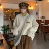 Dames truien dames dames lange mouw polo kraag swaeter 2023 mode pullover basic solide Koreaanse losse losse knopen chique kleding tops