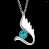 Chains Angel Wing Blue Zircon Silver Plated Necklace Sale Necklaces & Pendants /GTHRKOAW RUASIORG