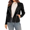 Vestes pour femmes dames mode moto couleur unie poche zippée manteau court veste décontractée vêtements d'hiver pour les femmes