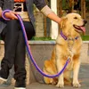 Dog Collars Leashes 130cm超強力なナイロン犬リーシュアーミーグリーンキャンバスダブルロウ調整可能な犬の襟ミディアムラージドッグリーシェセットHKD230822