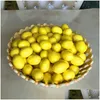 Articles de nouveauté Mini jaune artificiel faux citron simulation fruits en plastique salon cuisine décoration de la maison table ornement décoratif Dh8Nw