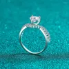 Anelli a grappolo 925 sterling in argento a forma di cuore 1ct anello di diamanti moissanite anello taglio luminoso promesso gioielli di lusso