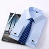 Casual shirts voor heren klassieke Franse manchetten overhemd met lange mouwen