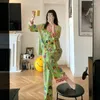 Women Sleepwear Silk Pajama Kobiety mody psy drukują piżama