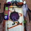Andra evenemangsfestleveranser Halloween Witch Hat bendörrkrans Halloween kransdörr hängande skrämmande atmosfärdekoration Happy Party Supplies Est 230821