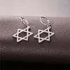 Boucles d'oreilles pendantes ChainsPro David Star pour femmes couleur or argent zircon cubique blanc goutte bijoux religieux juifs