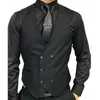Мужские жилеты на заказ с двойной грудью мужчины костюм Black Slim Fit Man Groom Свадебная жилета Формальная деловая одежда рука