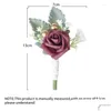 Couronnes de fleurs décoratives artificielles faux mariage Cor Pins blanc rose marié boutonnière boutonnière hommes témoin mariage Accessori Otsb5