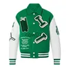 Herenjacks Heren Jackets 2021 Modemerk Men Jacket L Vintage Loose Long Sleeve Green Baseball Man's Hip Hop Autumn Varsity J230822