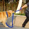 Dog Collars Leashes 130cm超強力なナイロン犬リーシュアーミーグリーンキャンバスダブルロウ調整可能な犬の襟ミディアムラージドッグリーシェセットHKD230822