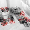Rideaux de douche Parapluie rouge amant Paris tour rideau de douche ensemble de rideaux de salle de bain et couverture de baignoire tapis antidérapants tapis de bain tapis R230822
