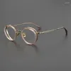 Sunglasses Vintage Round Titanium Myopia Glasses Men Handmade Narrow Prescription Eyeglasses Anti Blue Light -1.0 1.5 1.75 2.0 2.25