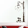Stickers muraux chats sous le réverbère fond romantique pour la décoration de la maison papier peint mural art stickers amour chat autocollant 230822