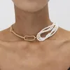 Colares de pingentes de colar de estilo vintage oco com conexão assimétrica de jóias de jóias quadradas de imitação simples para homens e
