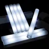 Other Event Party Supplies White Foam Glow Sticks LED Flash Light Foam Stick Glow Up Sponge Wedding Party light sticks Props Bulk Wands Cheer Batons Pipe 230821