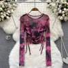 Women S T -THIRT Chic Tied Dye Dye Thirt T Shirt Bandage Vintage Top Sexy BodyCon Crop Tree TEE TEE TEE TEE