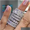 Bröllopsringar Luxury 925 Sterling Sier Band Eternity Ring for Women Ladies Big Finger Party Anniversary Gift Lots BK Jewelry R4577 X Otsu3