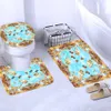 Duş Perdeleri Retro Duvar Melek Baskı 3D Duş Perdeleri Su Geçirmez Banyo Perdesi Seti Slip Olmayan Halı Kapak Kapak Banyo Mat R230822