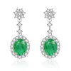 Brincos de garanhão temperamento elegante 925 Sterling Silver Emerald Emerald Turmaline noivado Long para presente