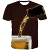 Camisetas masculinas Bolha de cerveja 3D Impresso verão inimitável-pescoço O-pescoço curto Casual Casual Camiseta Camiseta Tops