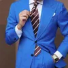 Herenpakken blazers blauw brede revers heren twee knoppen kostuum homme bruiloft bruidegom smoking.