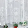 Curtain American White Floral Roman Short Tulle Lifting Tie Up Lace Balloon Sheer Draps For Kitchen Glass Door Partition Decor