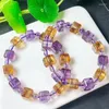 Bangle Natural Amethyts And Citrine Cube Bracelet Handmade Crystal Quartz Jewelry Stretch Children Birthday Gift 1pcs