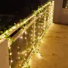 Garden Decoraties Flower Green Leaf String Lights Artificial Vine Fairy Lights Batterij aangedreven kerstboom slingerdicht voor wieden Home Decor 230821