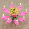 Whole- Musical Single Layer Lotus Flower Birthday Party Cake Topper Candle Lights 91NM186b