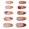 False unhas 24pcs Red e amarelo flor brilhante