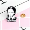 Pins Brooches Pins Adams Family Brooch Wednesday Enamel Pin I Am Smiling Hard Lapel Figure Girl Broche Jewelry Accessories Gift Dro Ot6Ru