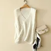 Women's Sweaters Masigoch Europe Winter Fashion Cable Knit Jacquard Cashmere V Neck Sweater Vest