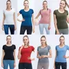 LU-08 Dames breien yoga korte mouw solide kleur naakt sportvorming taille strakke fitness losse jogging sportkleding