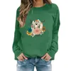 Kvinnors hoodies Round Fashion Flower Print Halloween Casual Tops Hoodie Apparel Women Sweatshirt Leopard Zip Up Jacket