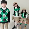 Family Matching Outfits B23 Autumn en Winter Retro Green Parentchild Sweater Series 230821