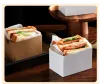 wholesale Kraft Paper Sandwiches Wrapping Box Thick Egg Toast Bread Breakfast Packaging Boxes Burger Teatime Tray SN4474 LL