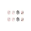 Falsche Nägel 24pcs Halloween Presse auf künstlichem Y2K gefälschten runden kurzen Nagelspitzen Französisches koreanisches Ballett Weiß schwarzes Plaid