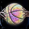 Balls Colorful Holographic Reflective Basketball Ball PU Leather Night Game Street Game Glowing Basketball Sports Luminous Basketball 230822