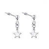 Stud Earrings 1Pair Stainless Steel Star Brief Chain Pendant Simple Piercing Concise Ear Earring