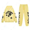 Mens Tracksuit Designer Tracksuits Young Thug Spider Hoodie Web Print Pullover Hoodies With DrawString Sweatpants Two Piece Set Track Jogger Sweatsuits