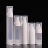 100 stcs 15 ml 30 ml 50 ml Airless Lotion Pump Witte Frosted PP -fles voor Eye Cream Foundation Subpackage Flessen WLPVU